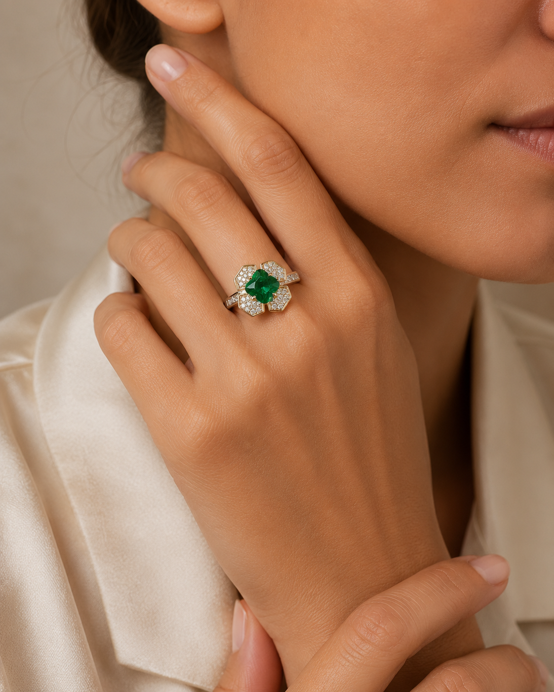 Emerald Square Cocktail Ring