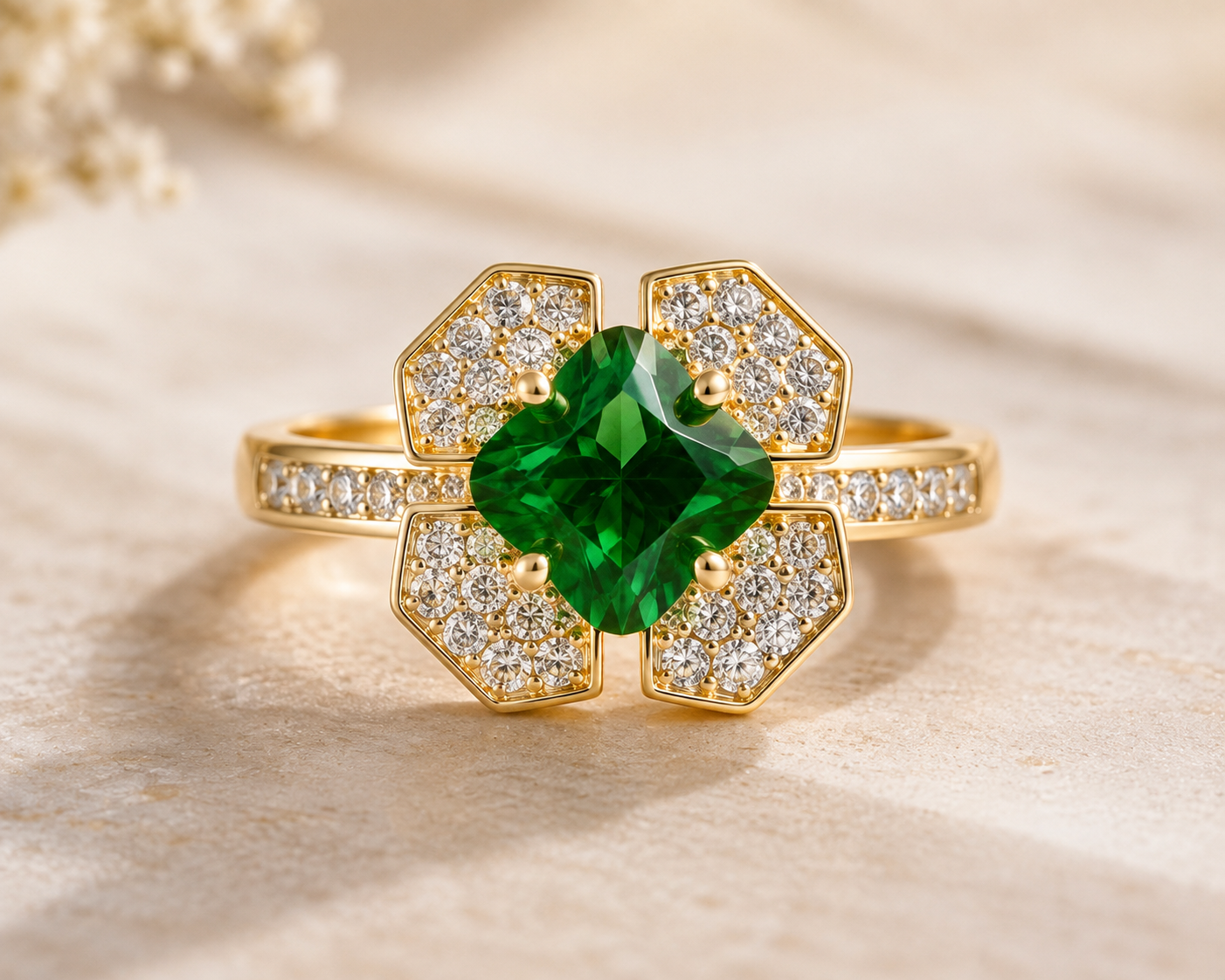 Emerald Square Cocktail Ring