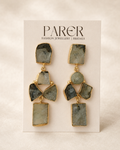 Smokey Raw Stone Geometric Drop Earrings