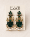 Green Pearl Oxidised Earrings.
