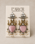 Pearl Oxidised Earrings - Baby Pink