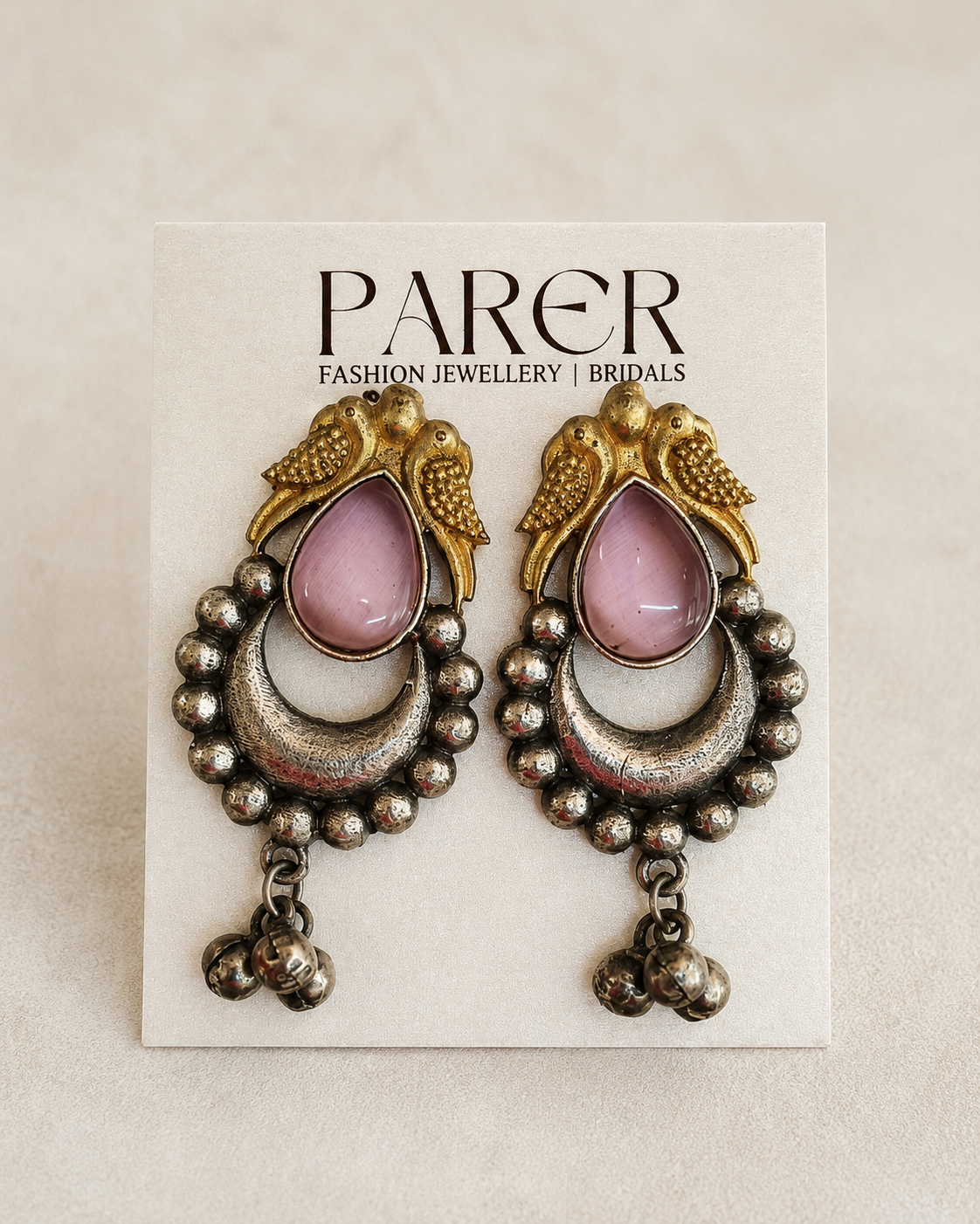 Dual-Tone Peacock Oxidised Earrings