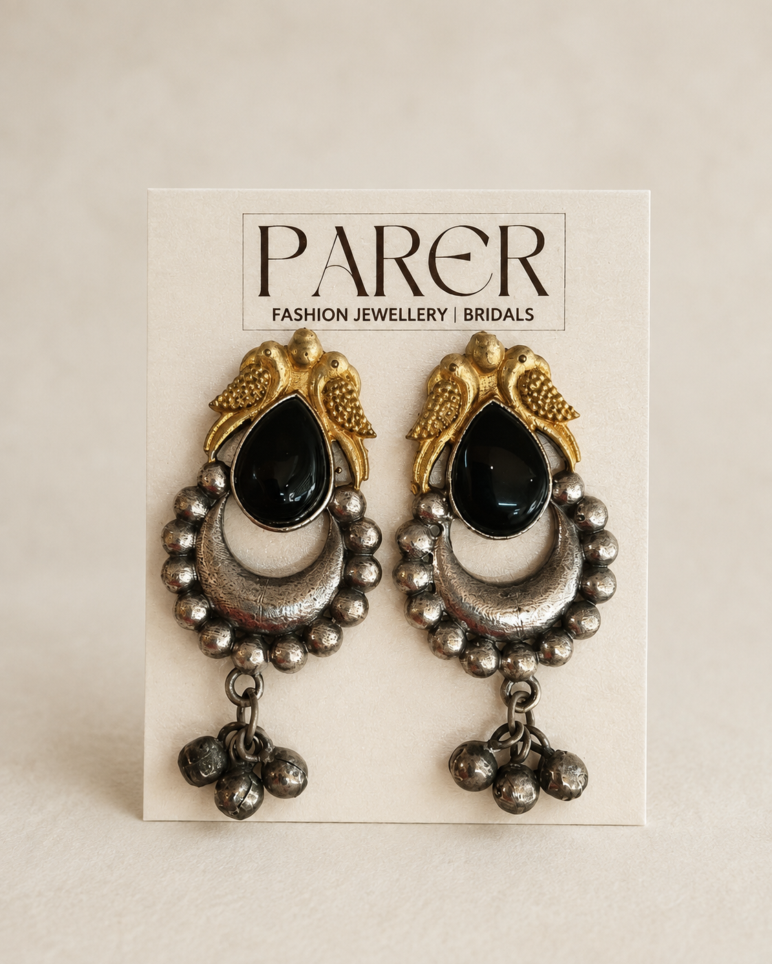 Dual-Tone Peacock Oxidised Earrings