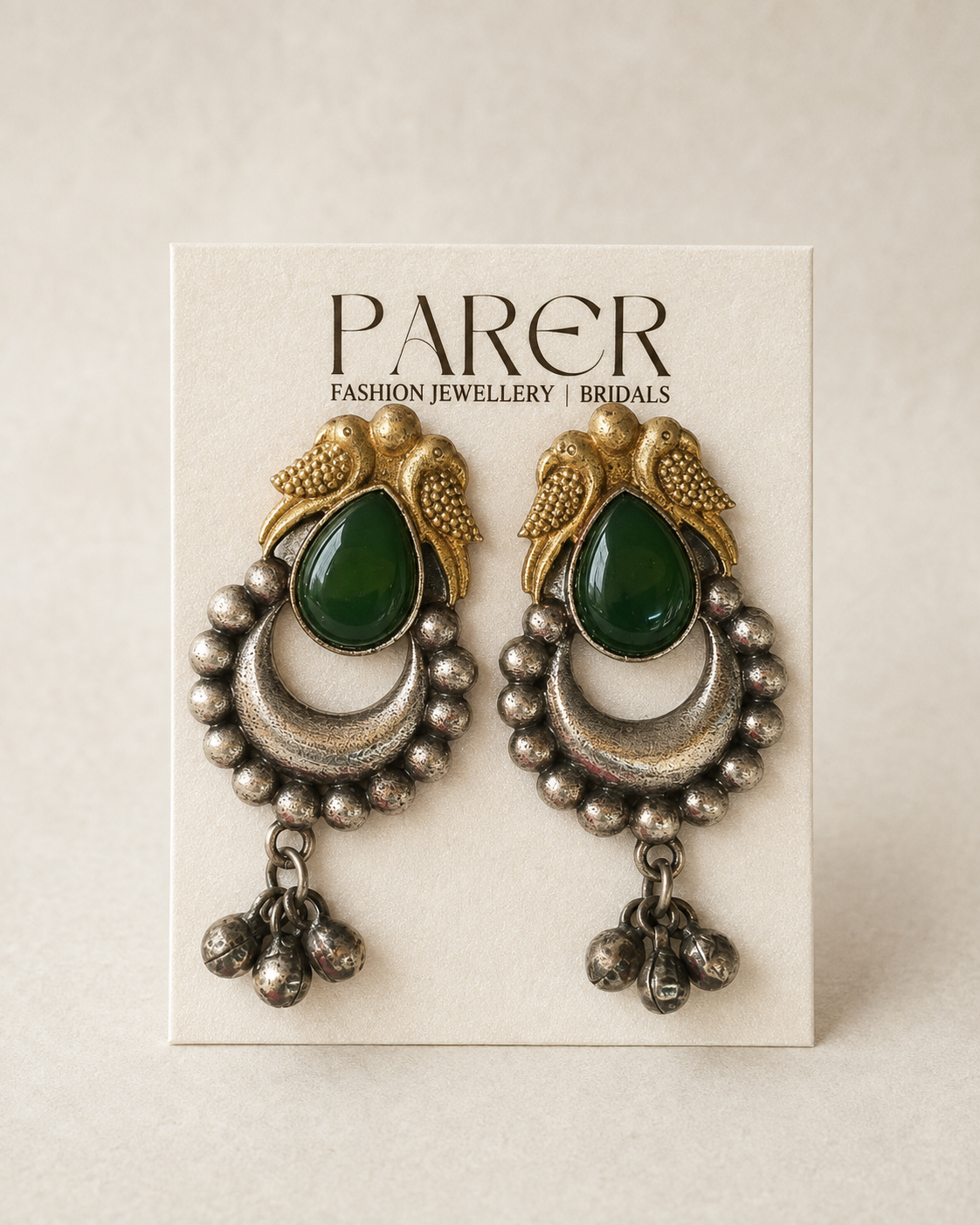 Dual-Tone Peacock Oxidised Earrings