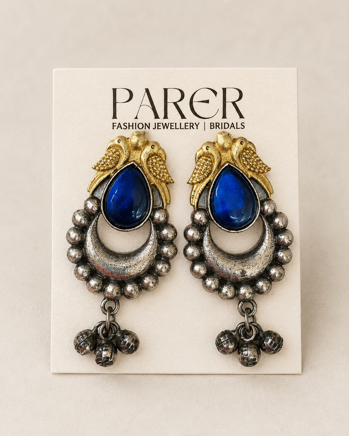 Dual-Tone Peacock Oxidised Earrings