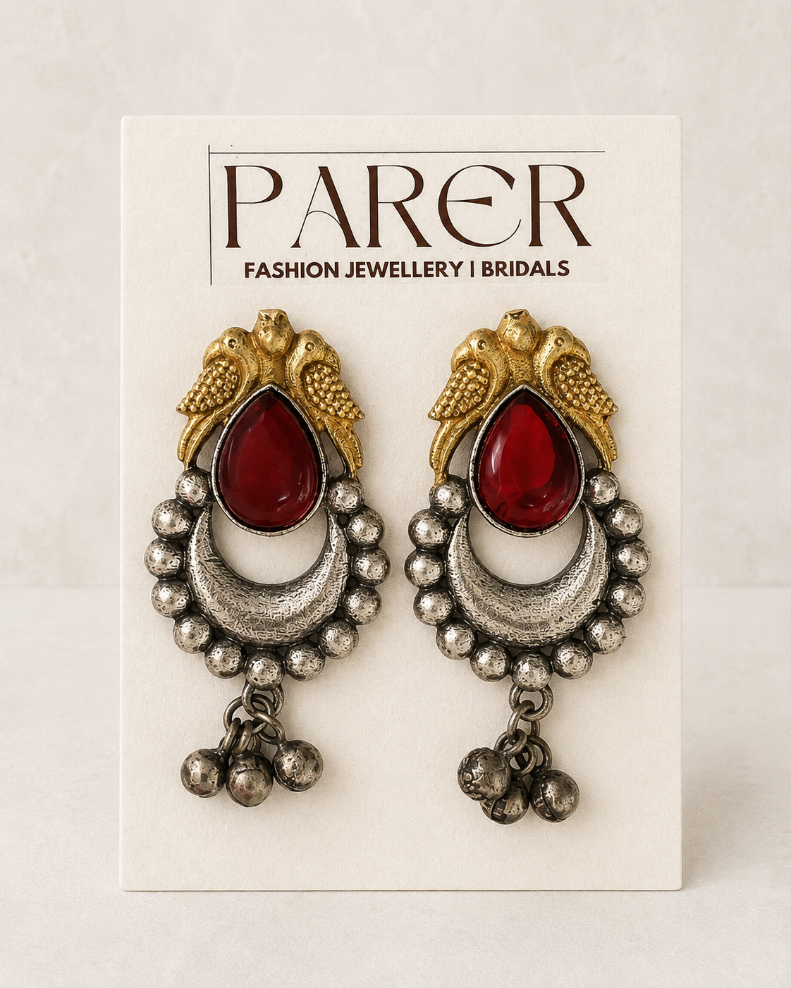 Dual-Tone Peacock Oxidised Earrings
