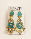 Teal Kundan Meenakari Earrings