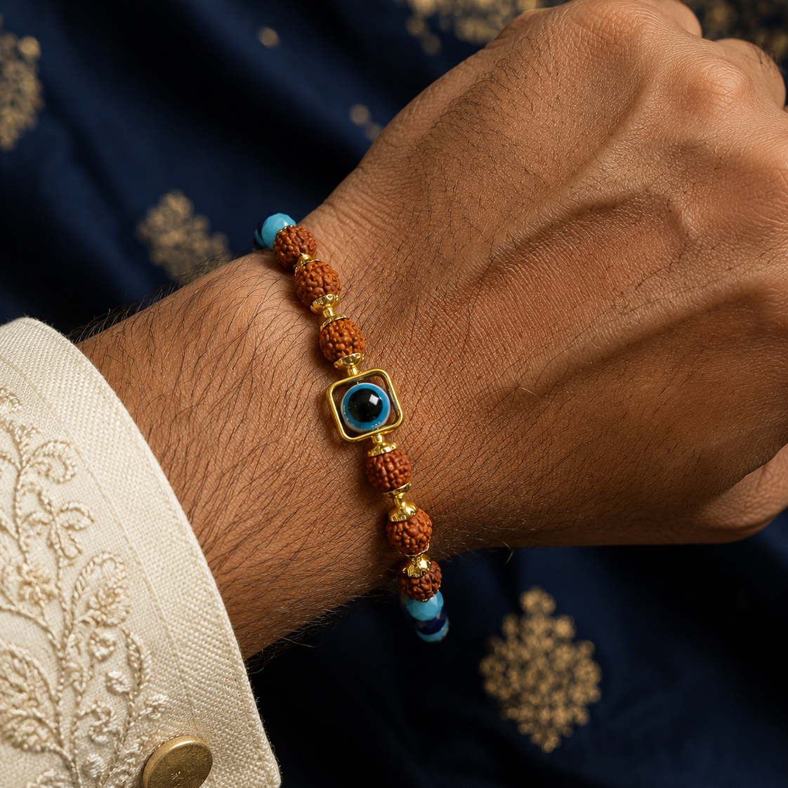 Rudraksh Evil Eye Rakhi - Single Layer