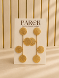 Gold Textured Disc Long Drop Earrings